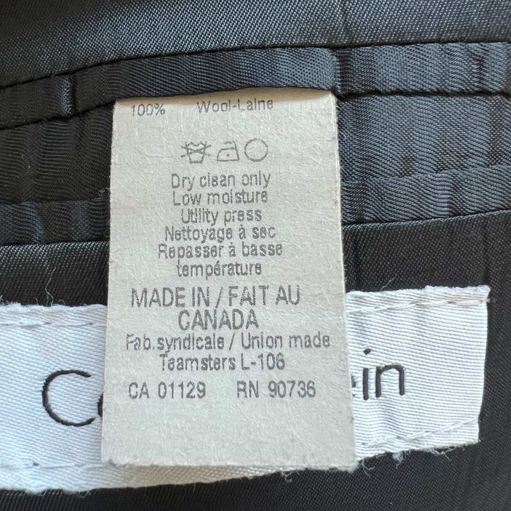 🖤 EUC CALVIN KLEIN Black Single-Breasted Tuxedo Jacket | 100% Wool | Men’s 46L - Picture 10 of 11